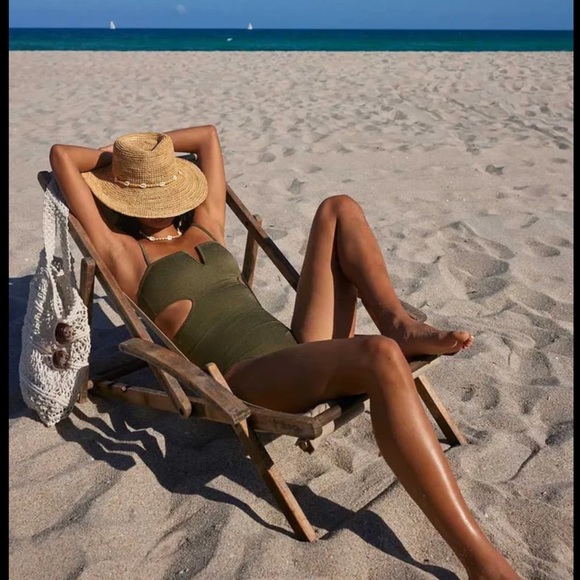 Olive Cut Out One Piece Swimsuit - Picture 7 of 10